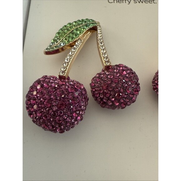 Baublebar Crystal Pic Of The Bunch Cherry Sweet Statement Stud Drop Earrings New - Picture 2 of 4